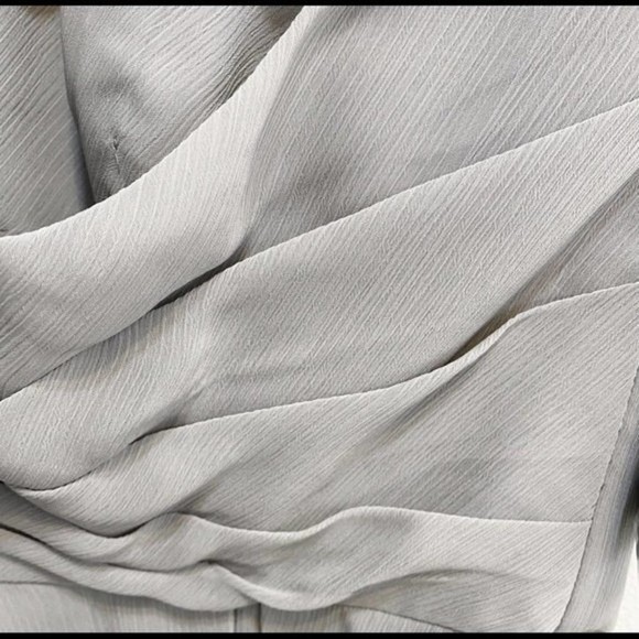 David's Bridal NWT Gray Strapless Knee Length Chiffon Prom Bridal Dress Size 8 - Picture 8 of 12